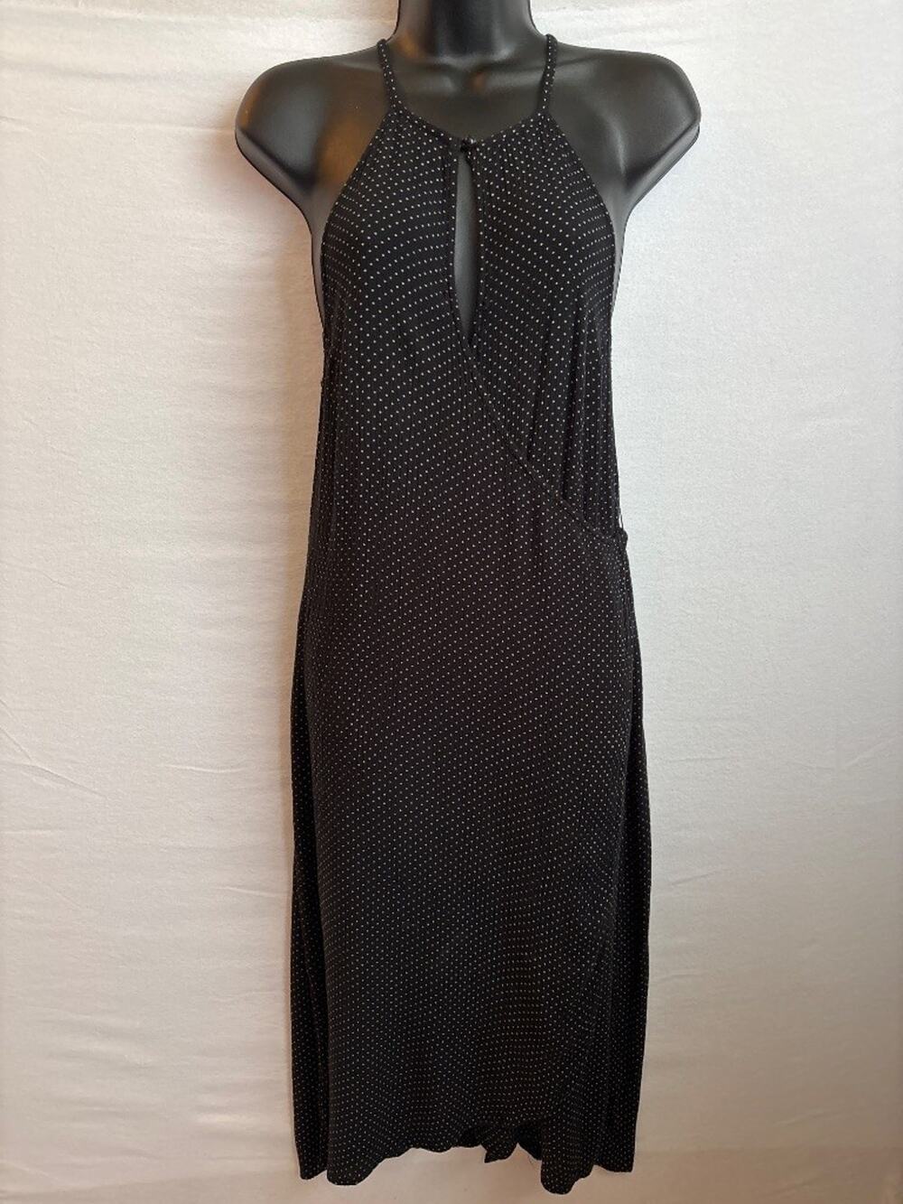 Billabong Black Polka Dot Keyhole Halter Midi Dress Medium Boho Beach